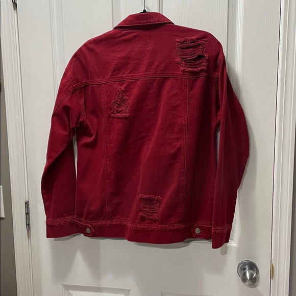 Forever 21 Red Distressed Jacket Women’s Size Medium - Picture 2 of 2